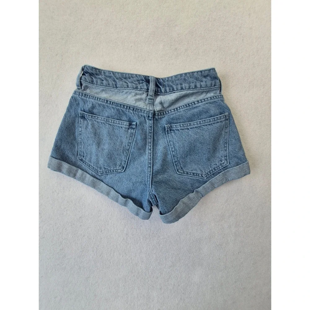 PacSun Mom Jean Shorts Jorts Women's 24 High Rise V-Yoke Cuffed Denim